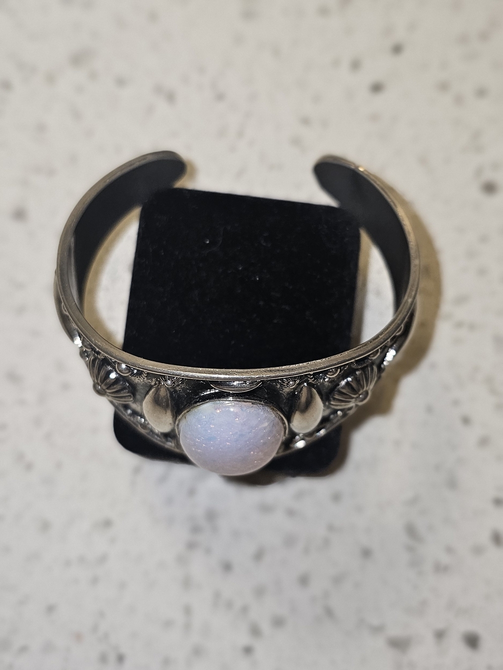 Vintage Sterling Silver Opal-Effect Statement Cuff Bracelet - Pink Purple - Picture 2 of 2